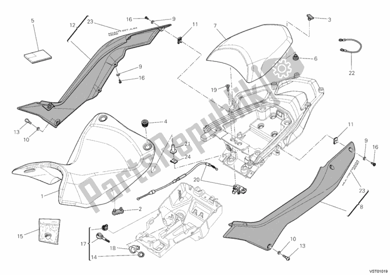 All parts for the Seat of the Ducati Multistrada 1200 ABS USA 2011